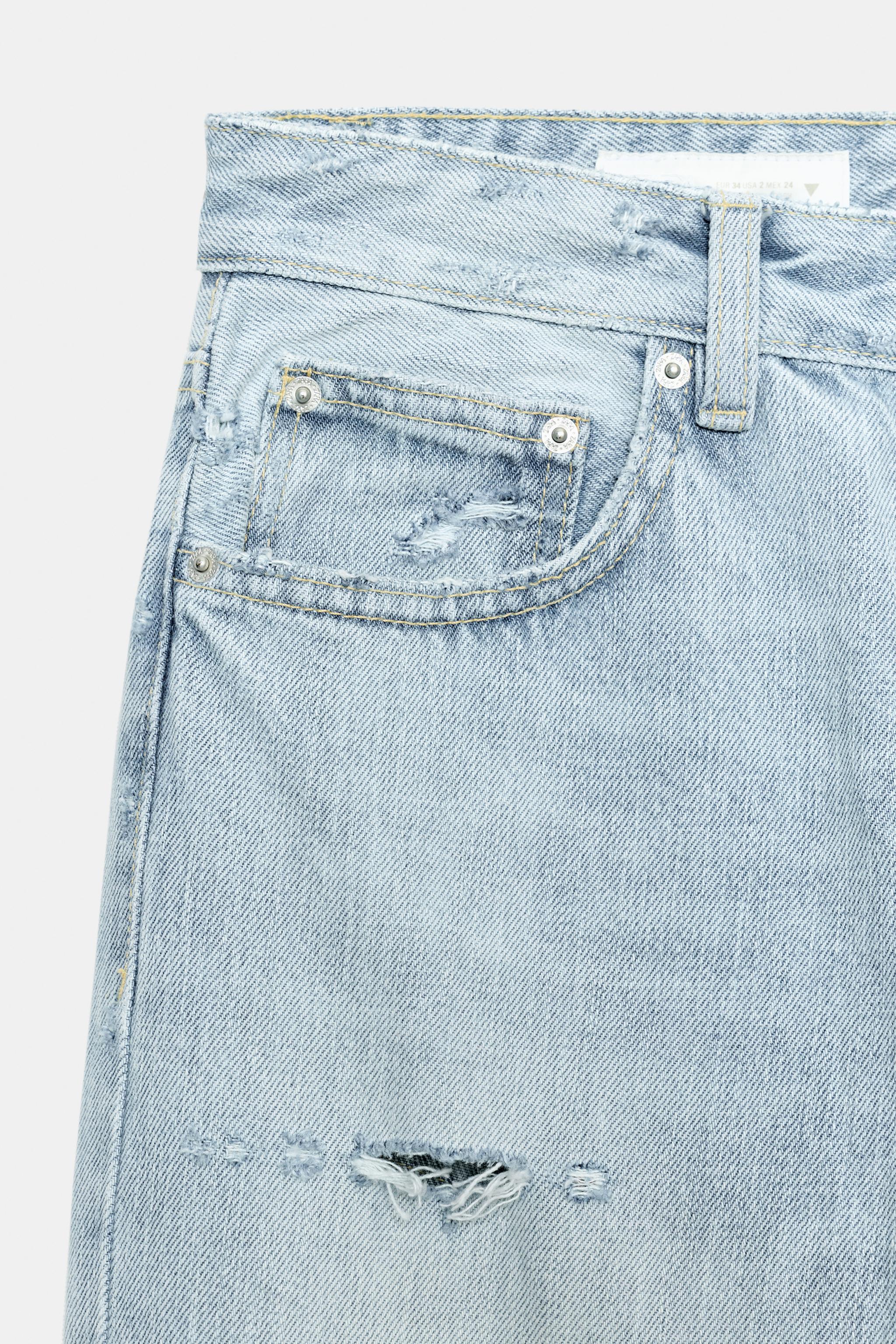 TRF LOW RISE RIPPED STRAIGHT LEG JEANS